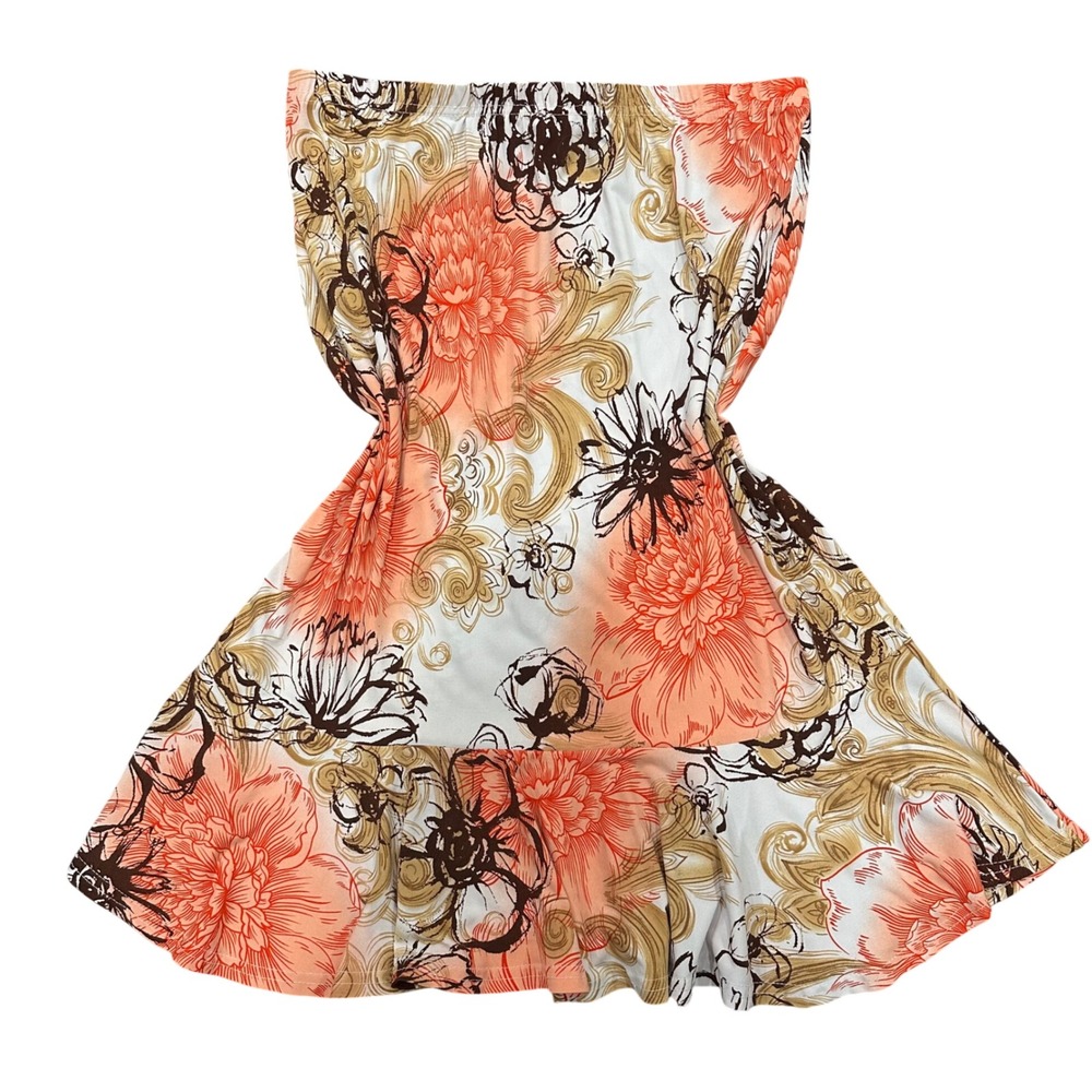 Artex Collection Womens Orange Floral  Skirt Ruffle Hem XL Canada